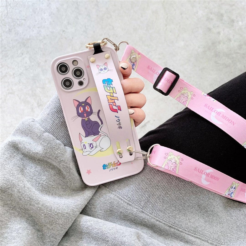 Sailor Moon Wrist Strap Luna Cat Phone Case